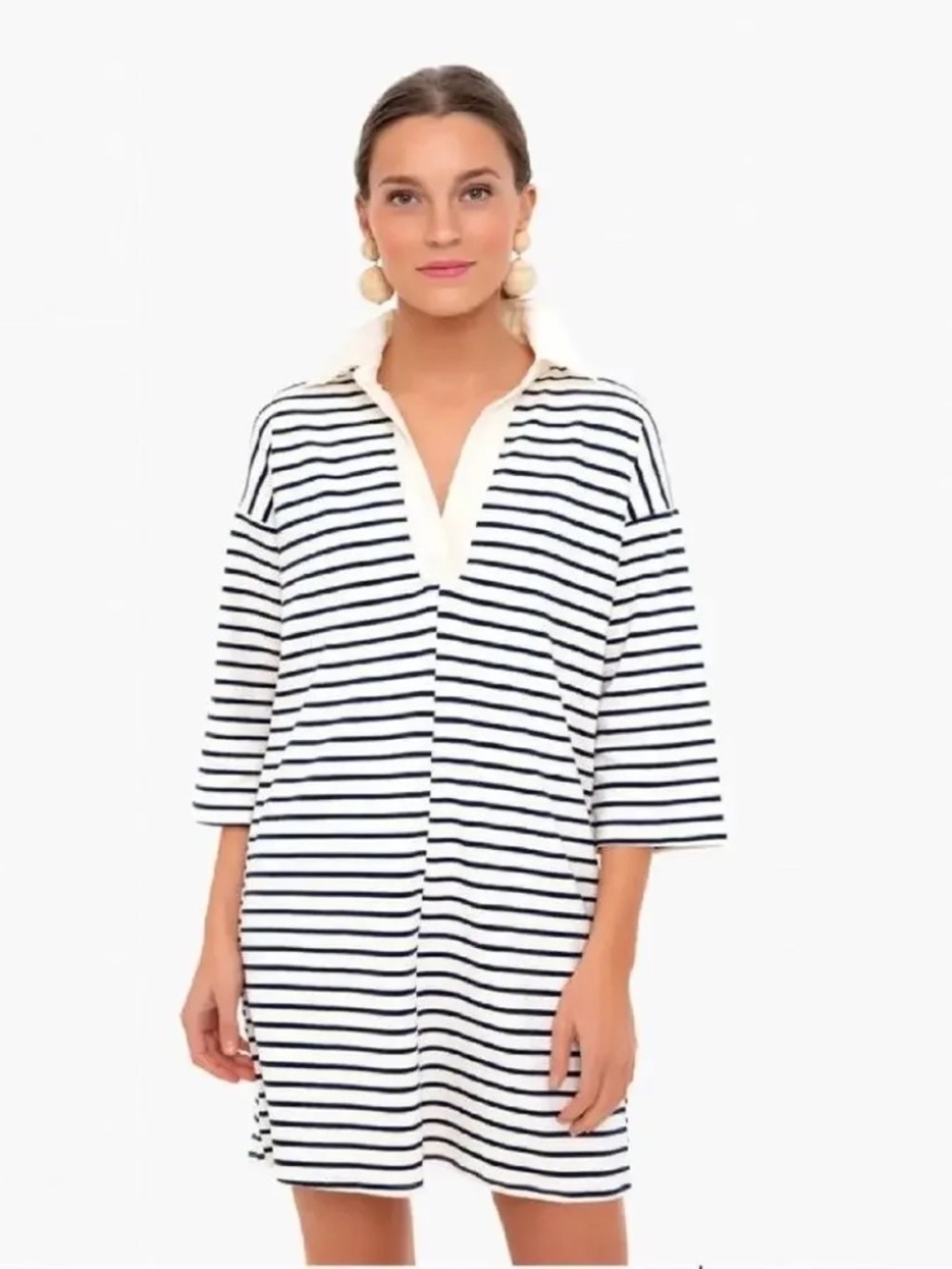 Tuckernuck Ashton Knit Navy/Ivory Striped Polo Dress - Size M